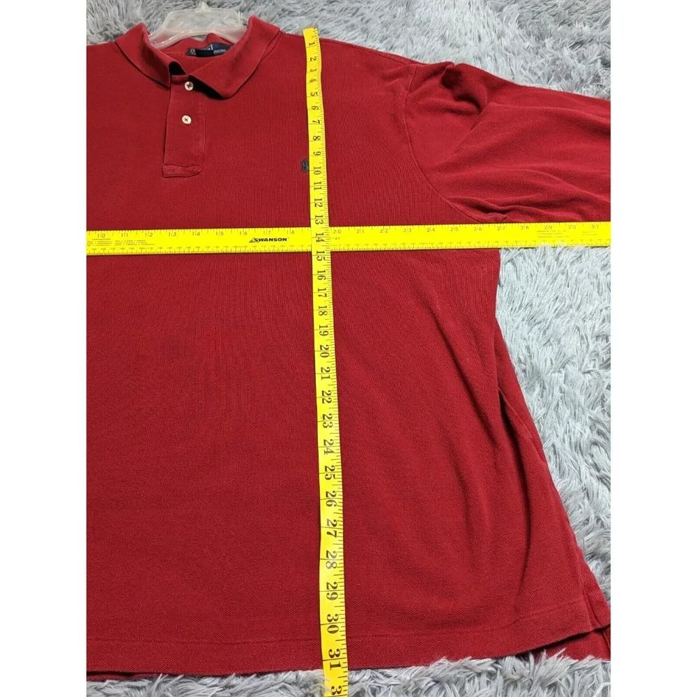 VINTAGE Polo Ralph Lauren Polo Shirt Men 3XB Big Preppy Long Sleeve Red Pony